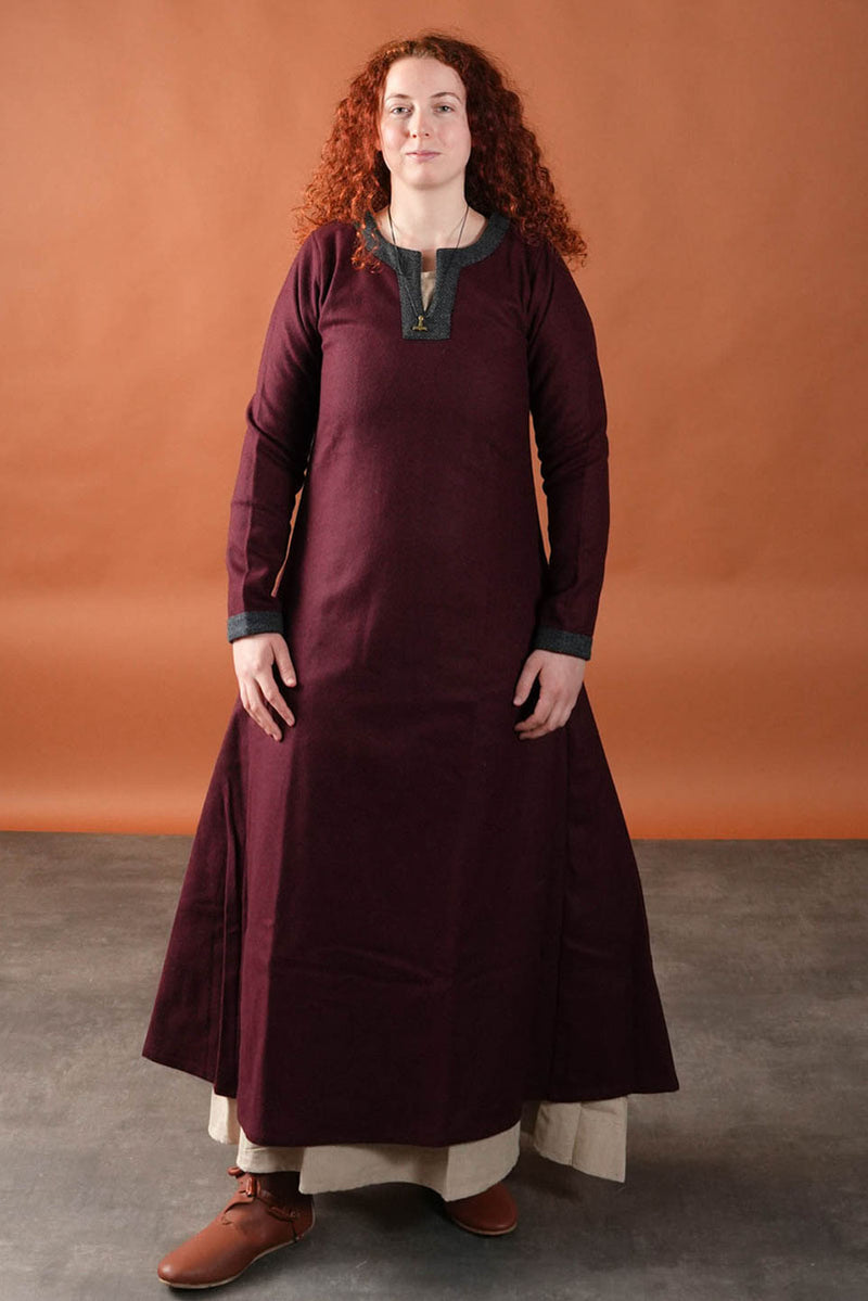 Wollen Viking jurk Siggi, bordeauxrood