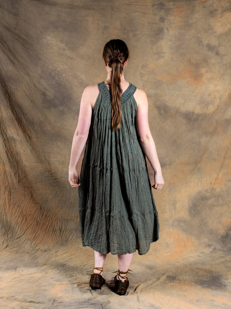 Godinnen Jurk Hera, natuurgroen