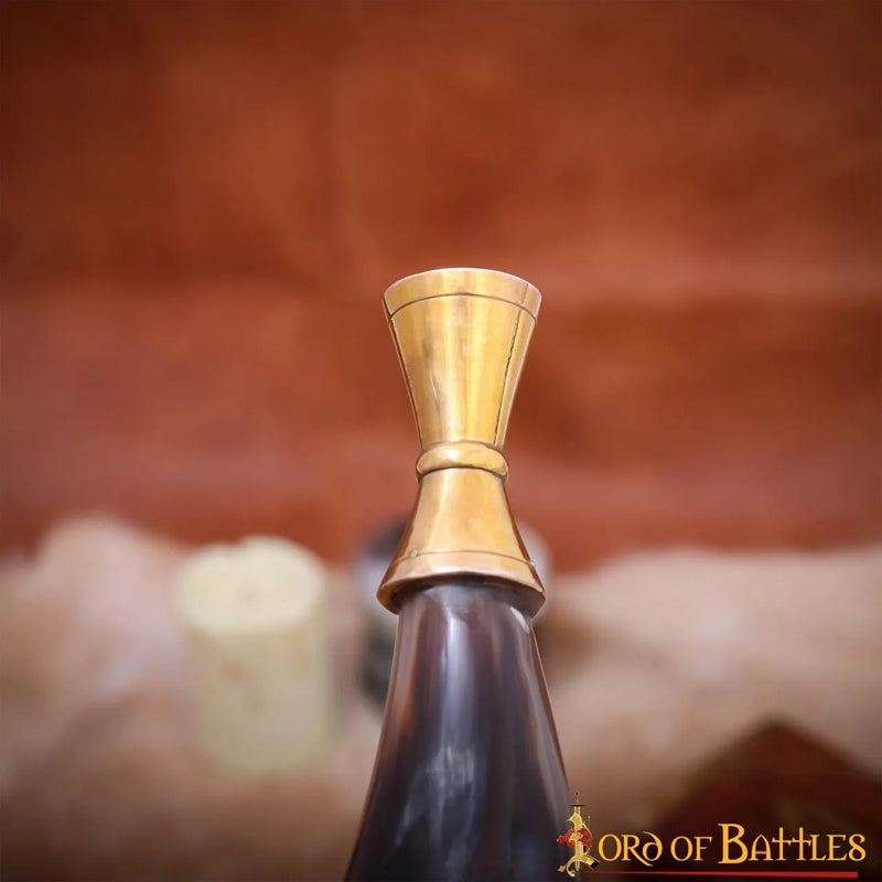 Viking signal horn with brass mouthpiece