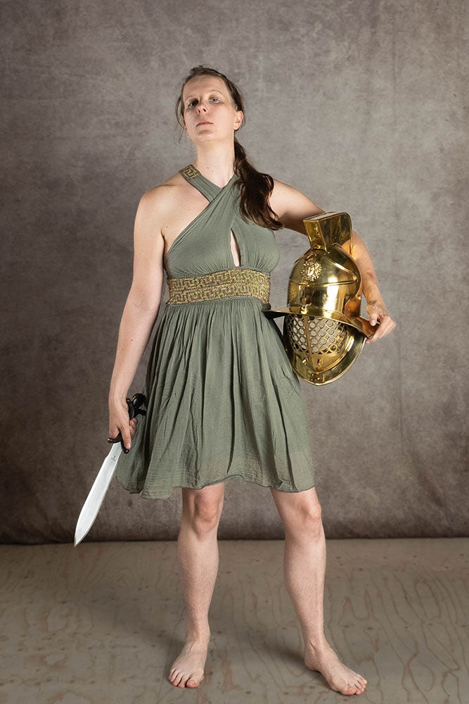 Goddess Dress Persephone, short, nature green