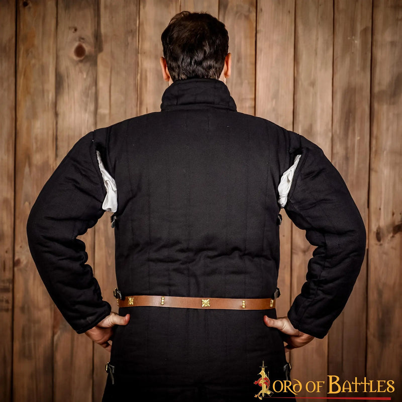 Mittelalterliche Leder Gürtel mit messing Gürtelbeschlag, braun 