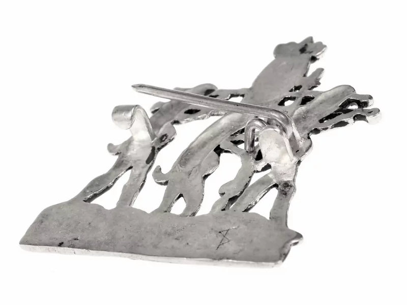 Pelgrimsbadge fallus processie, verzilverd brons