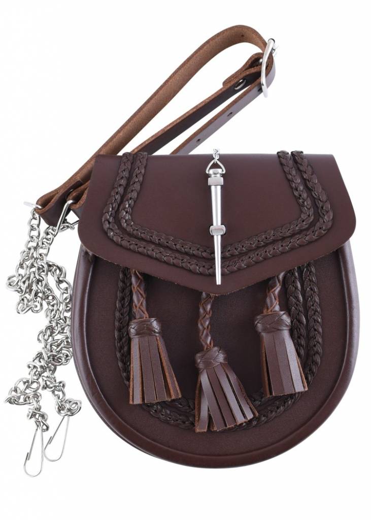 Sporran met vlechtmotief, bruin