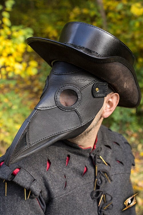 Leather mask plague doctor, black