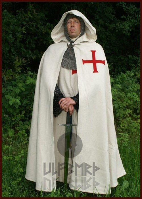 Historical Templar cloak, wool mix, cream