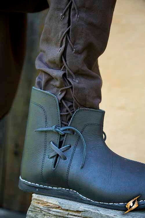 Middeleeuwse enkellaarzen Galahad, zwart