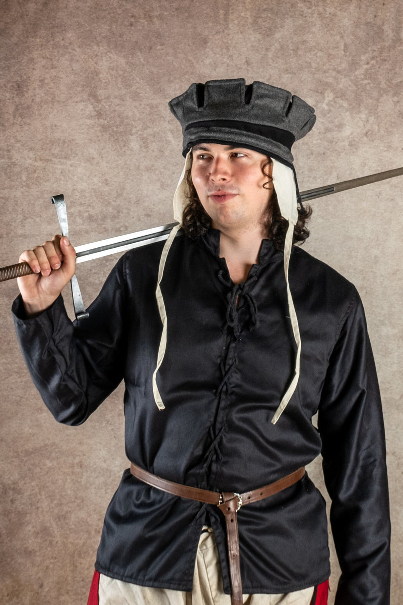 14e eeuwse hoed, Codex Manesse, zwart-grijs, wolmix