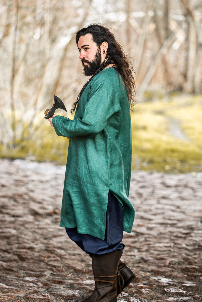 Viking tuniek Halvar linnen, groen