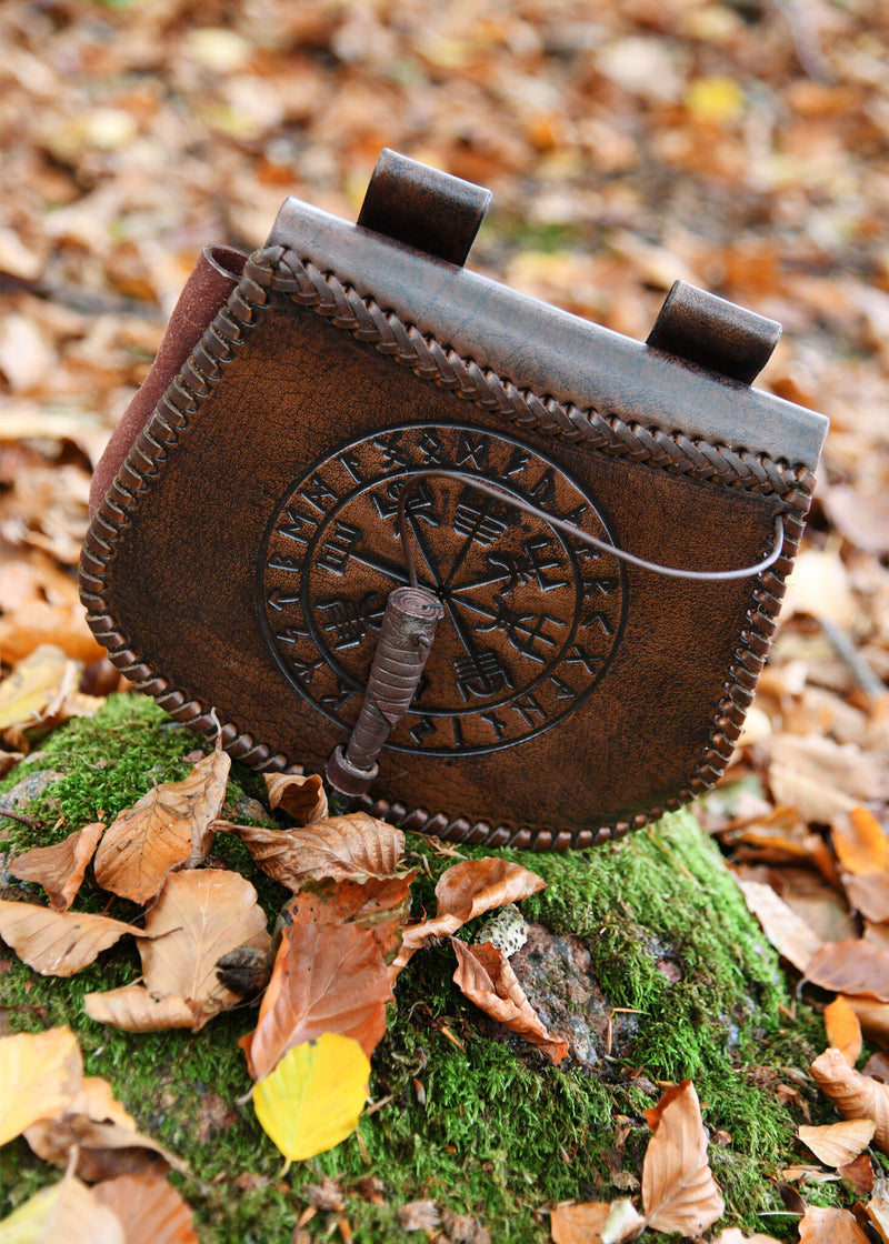 Leren tas met Vegvisir