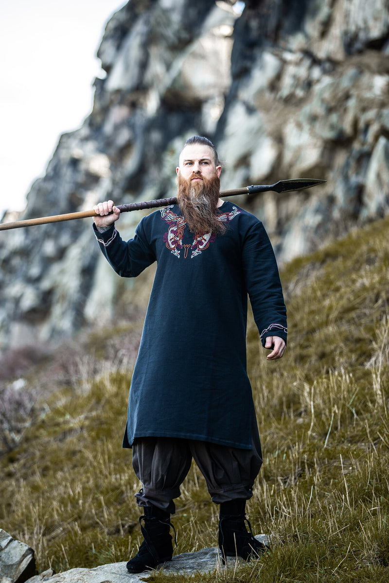 Viking tuniek Snorri, zwart-rood