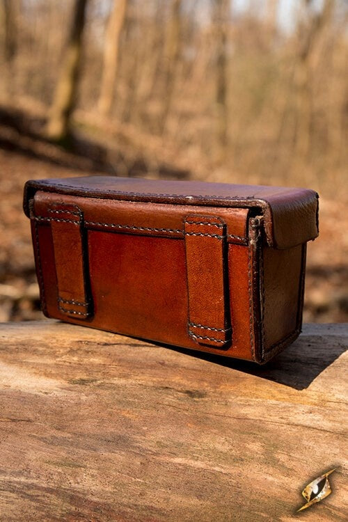 Prostokątna skórzana torba, brązowa