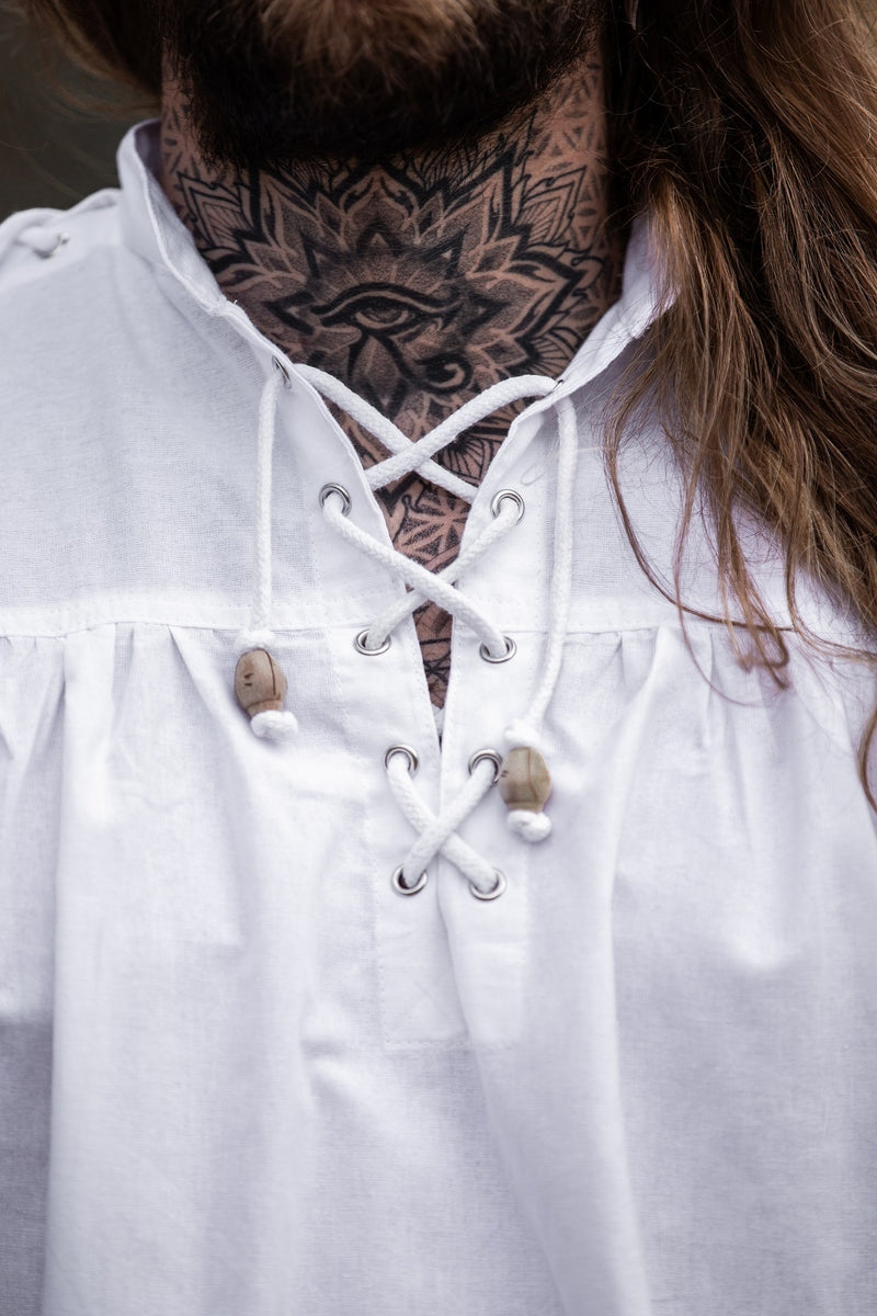 Piratenhemd met veters, wit