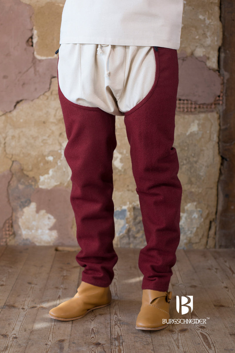 Bernolf chausses, wool blend, red