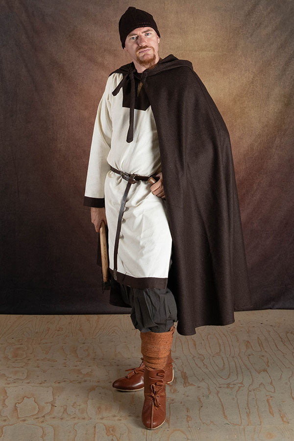 Mittelalterliche Mantel Karen, Wollmischung, braun 