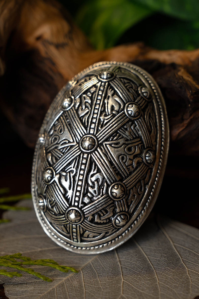 Schildpad broche Oseberg, verzilverd, prijs per stuk