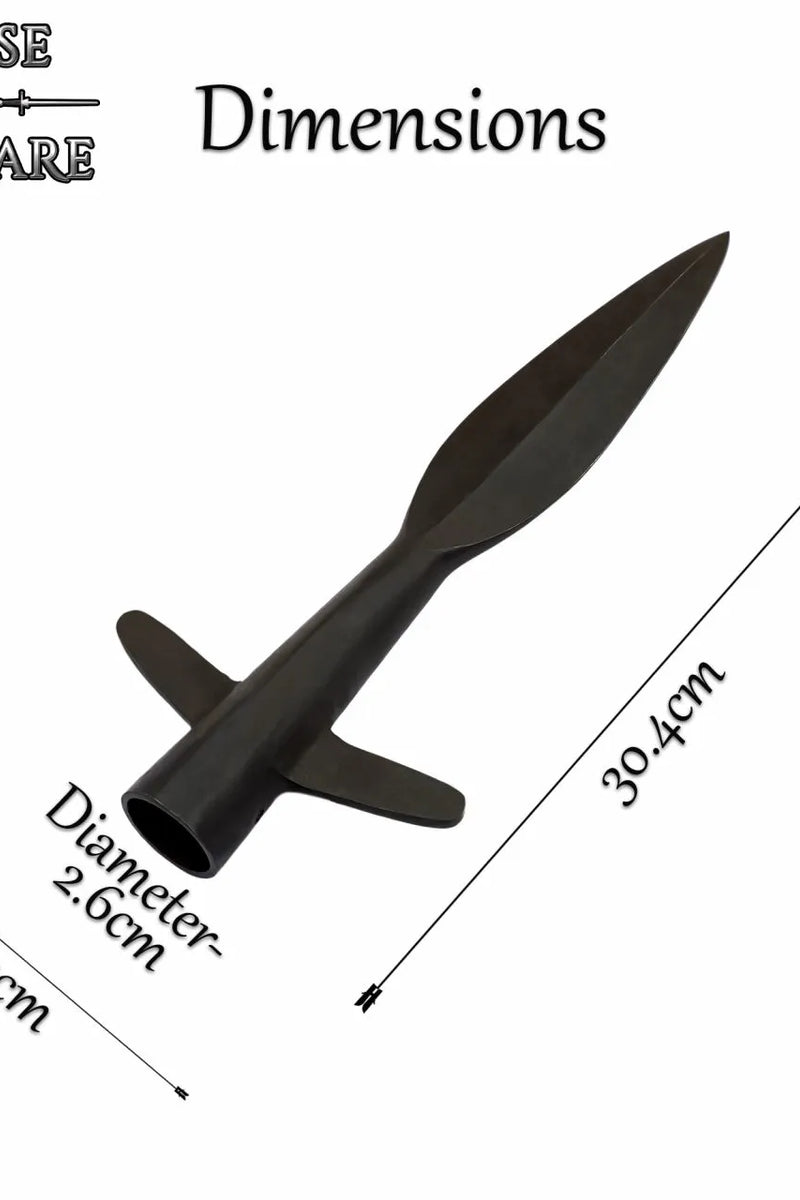 Hand-forged Viking spearhead with wings, semi-sharp