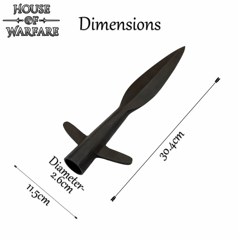 Hand-forged Viking spearhead with wings, semi-sharp