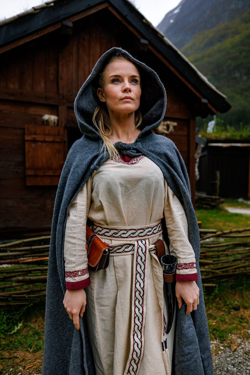 Mittelalterliche Mantel Karen grau, Wollmischung 