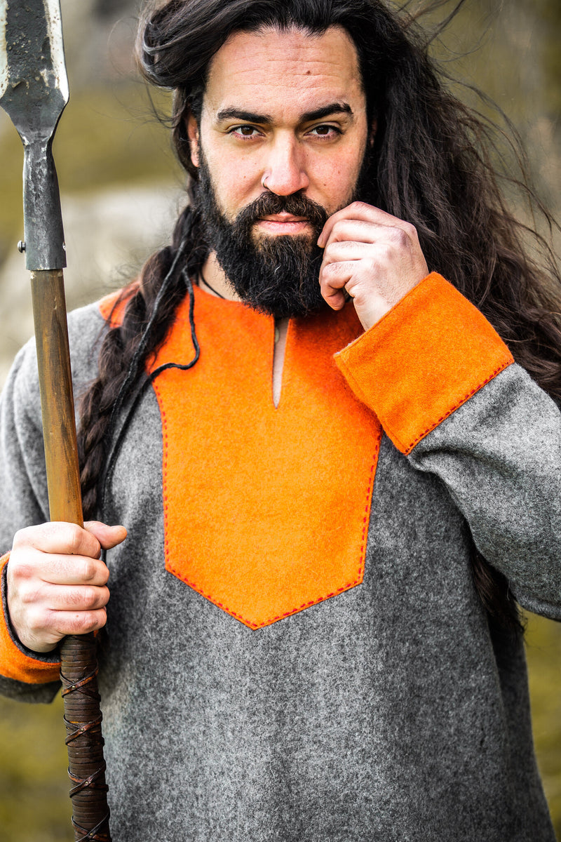 Viking tuniek Roland, grijs, wolmix