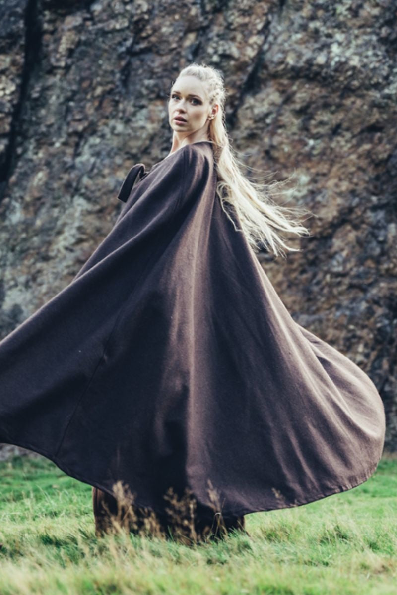 Middeleeuwse mantel Robin, wolmix, bruin