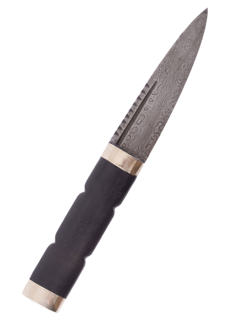 Sgian dubh af damaskusstål, halvskarpt 