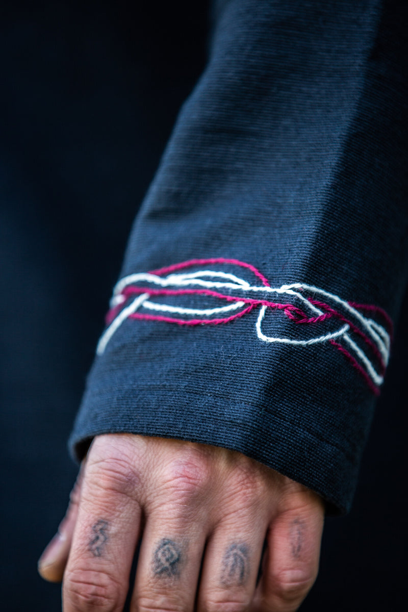 Viking tuniek Snorri, zwart-rood