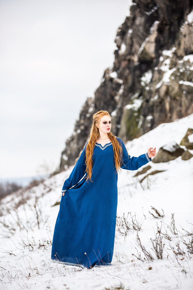 Prima medievale vestito Aelswith, blu 