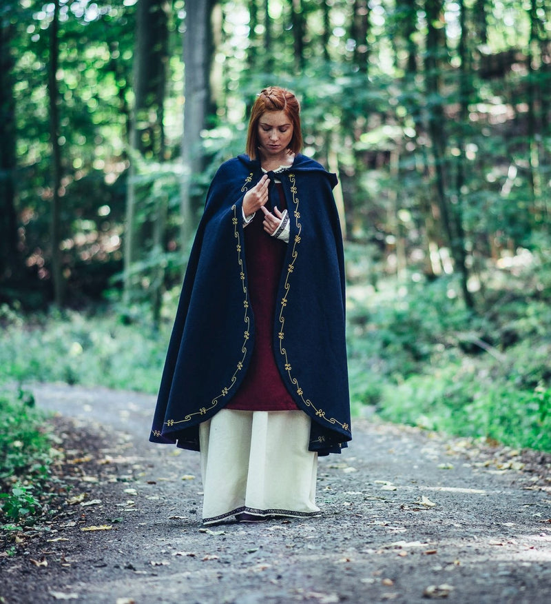 Cloak Ceridwen, wool blend, blue