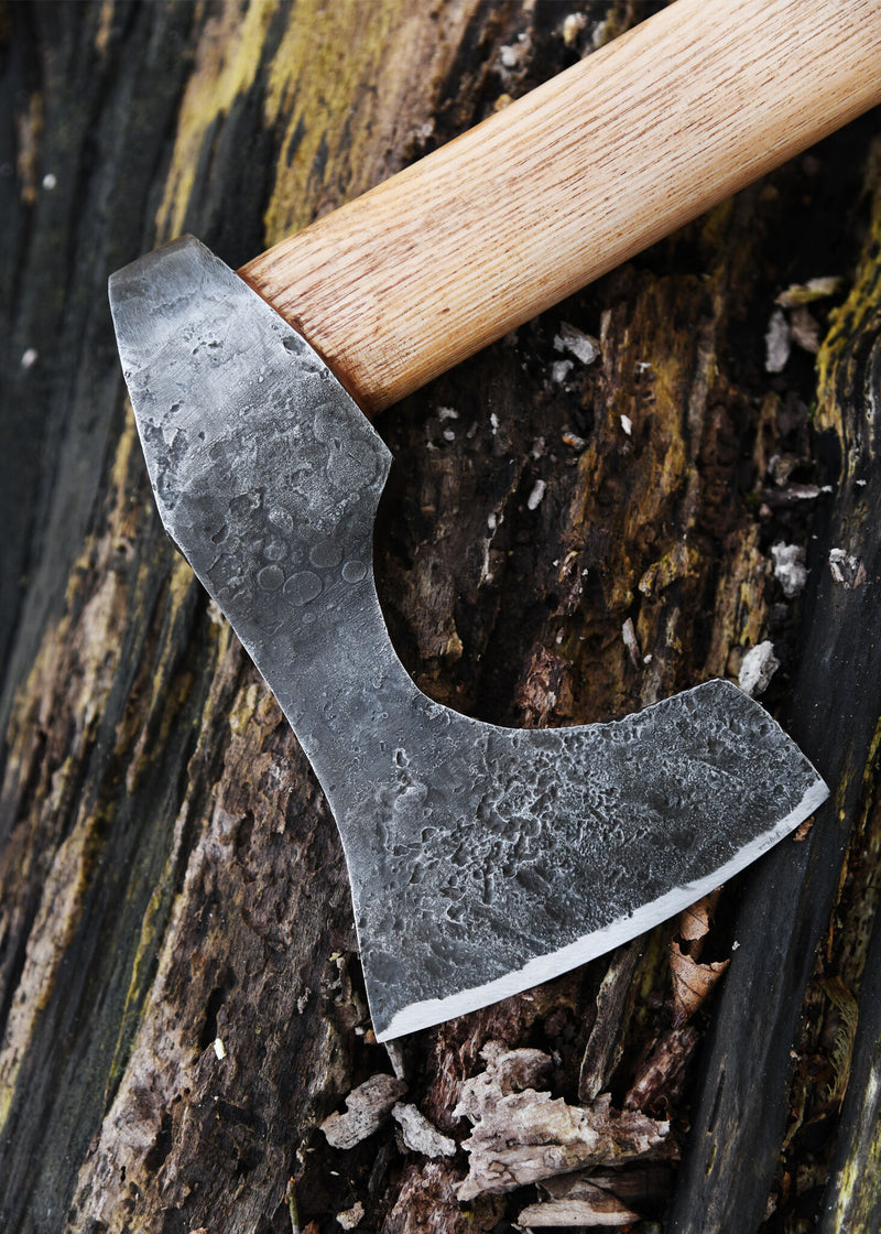 Vikingbijl, handgesmeed staal, type B, semi-scherp