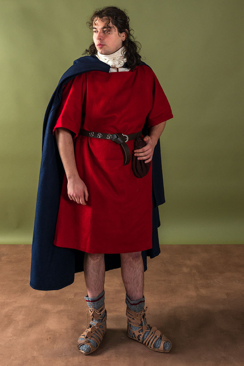 Gehaakte sokken, 100% wol, grijs - wijnrood