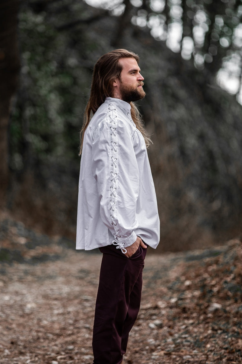 Piratenhemd met veters, wit