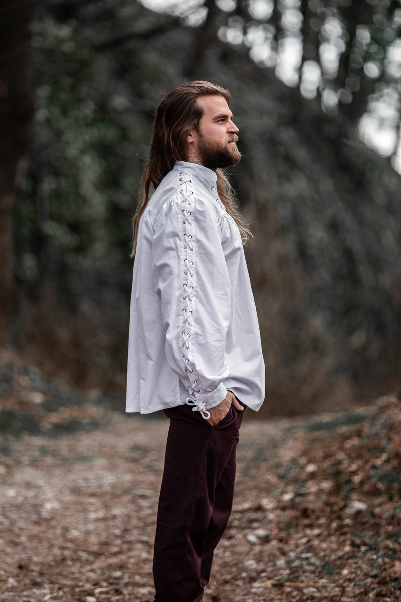 Piratenhemd met veters, wit