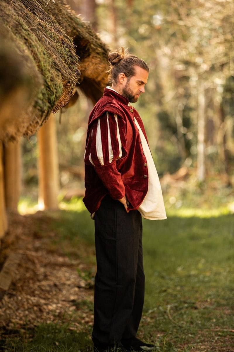 Doublet met open mouwen, rood