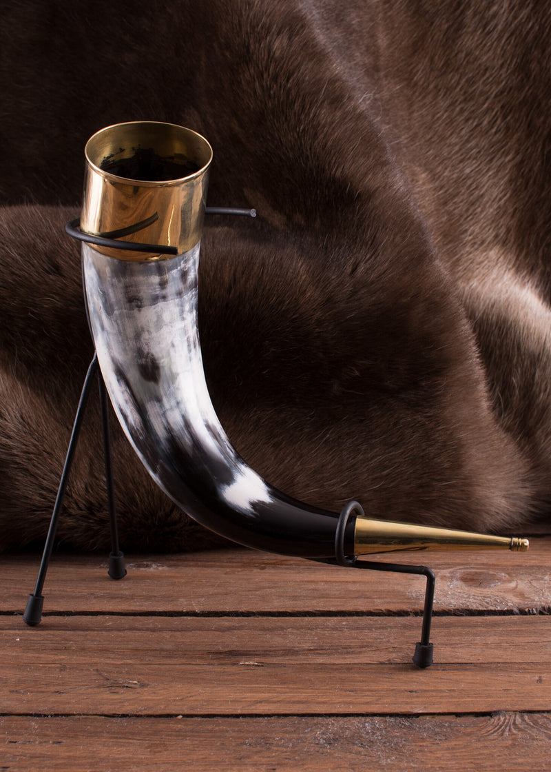 Gedecoreerde drinkhoorn met standaard, 200-300 ml