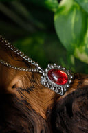 Tudorketting Elizabeth, rode edelsteen, verzilverd brons