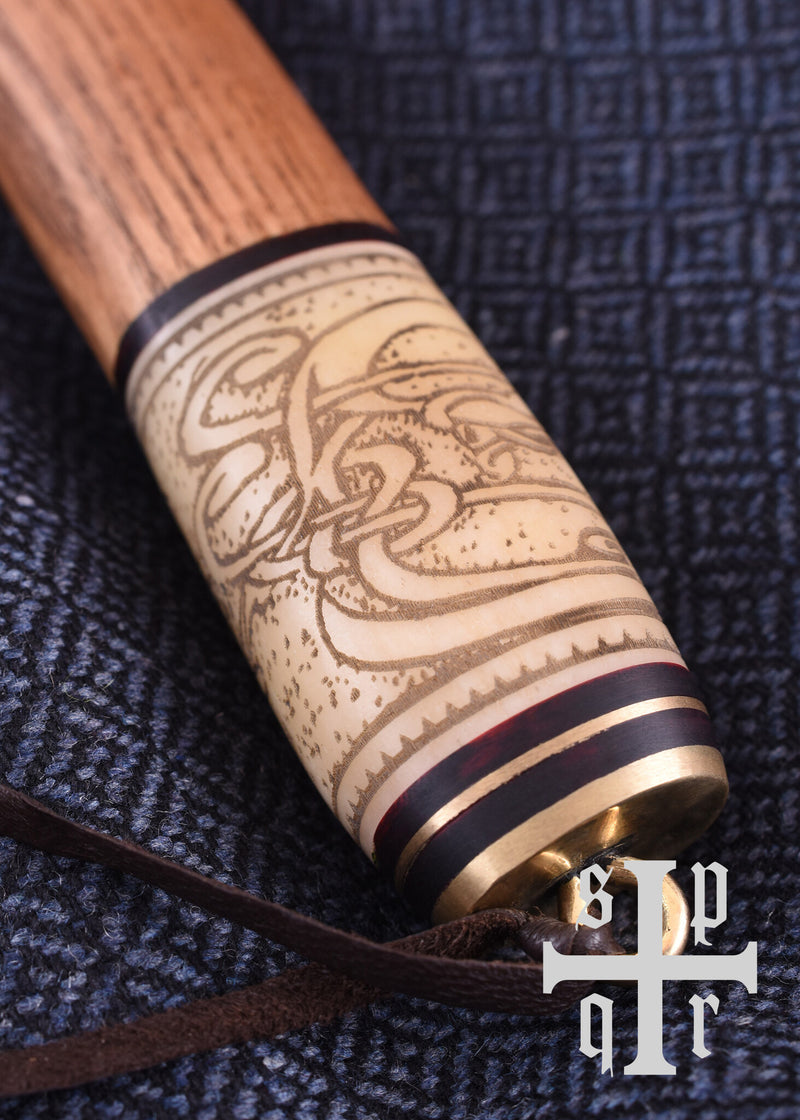 Vikingsax avec motif de nœud, acier de Damas, semi-tranchant 