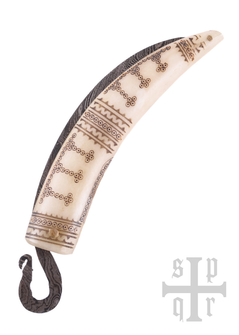 Viking fällkniv damaskus, halvvass 