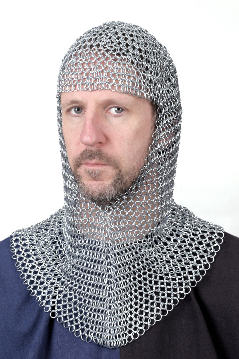 Maliën coif met driehoekige hals, verzinkt, 9 mm