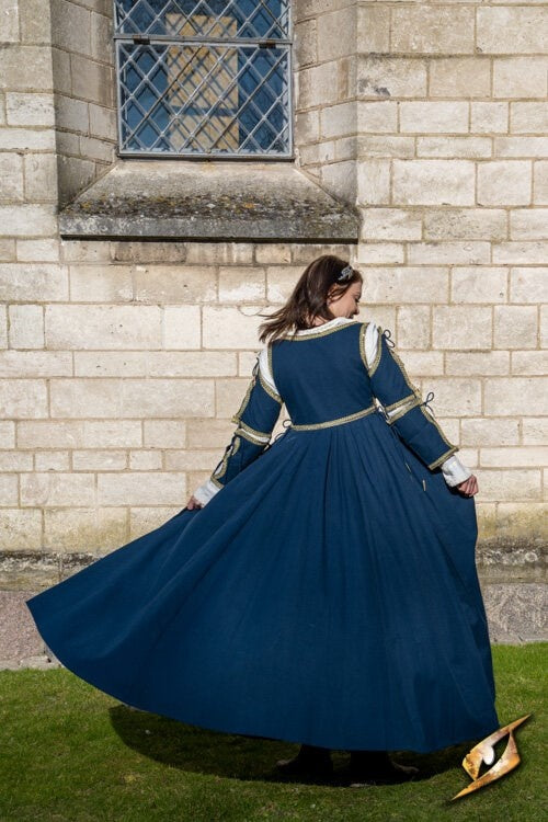 Italiaansa gamurra, late 15e eeuw, blauw