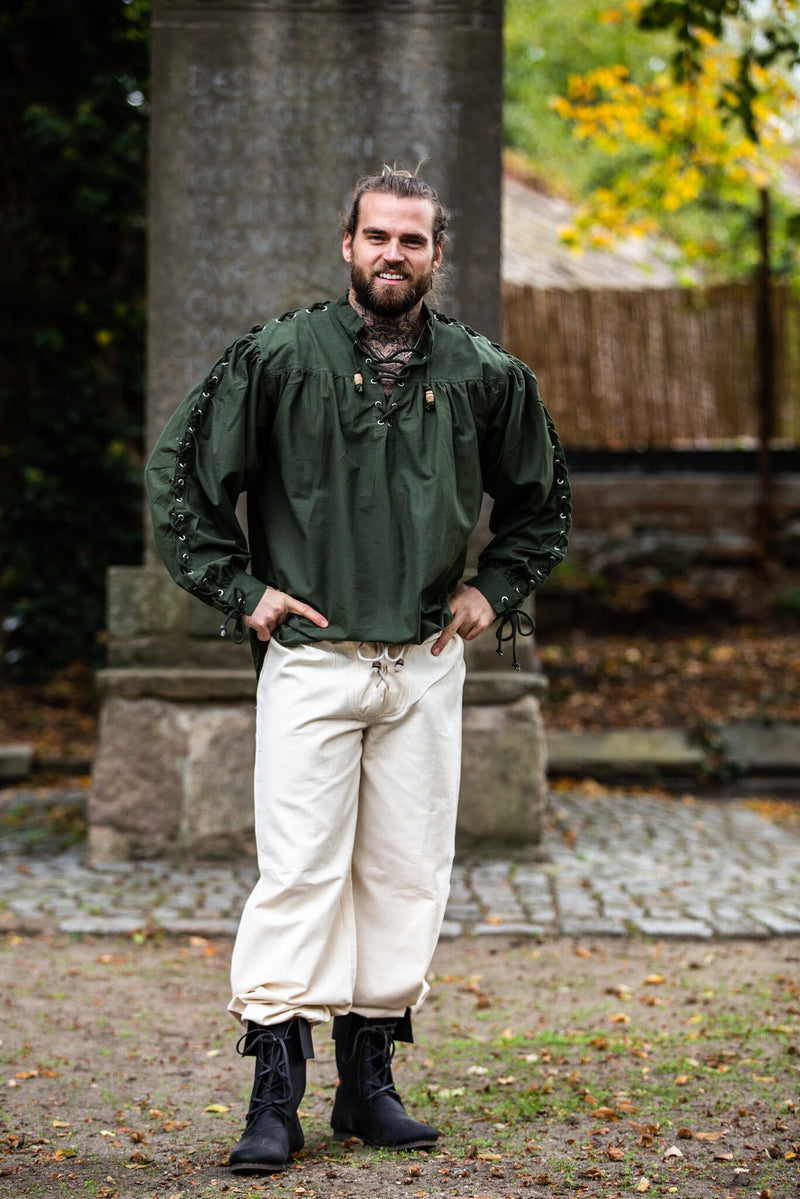 Piratowa koszula z koronkami, zielona