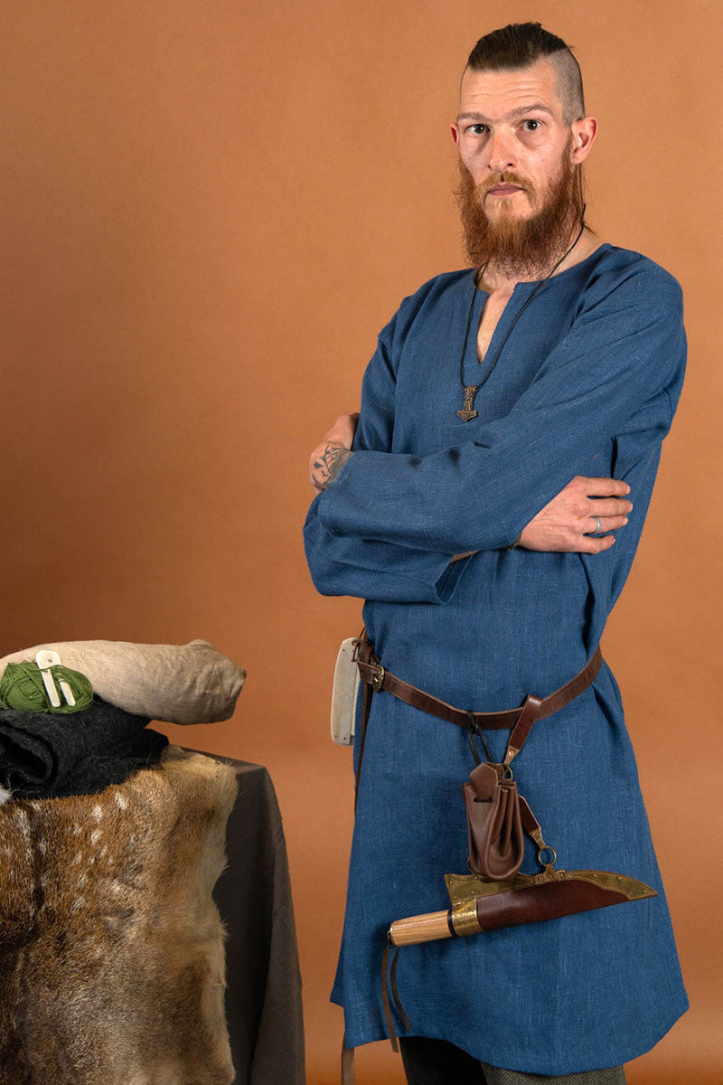 Viking tuniek Eirik, linnen, blauw