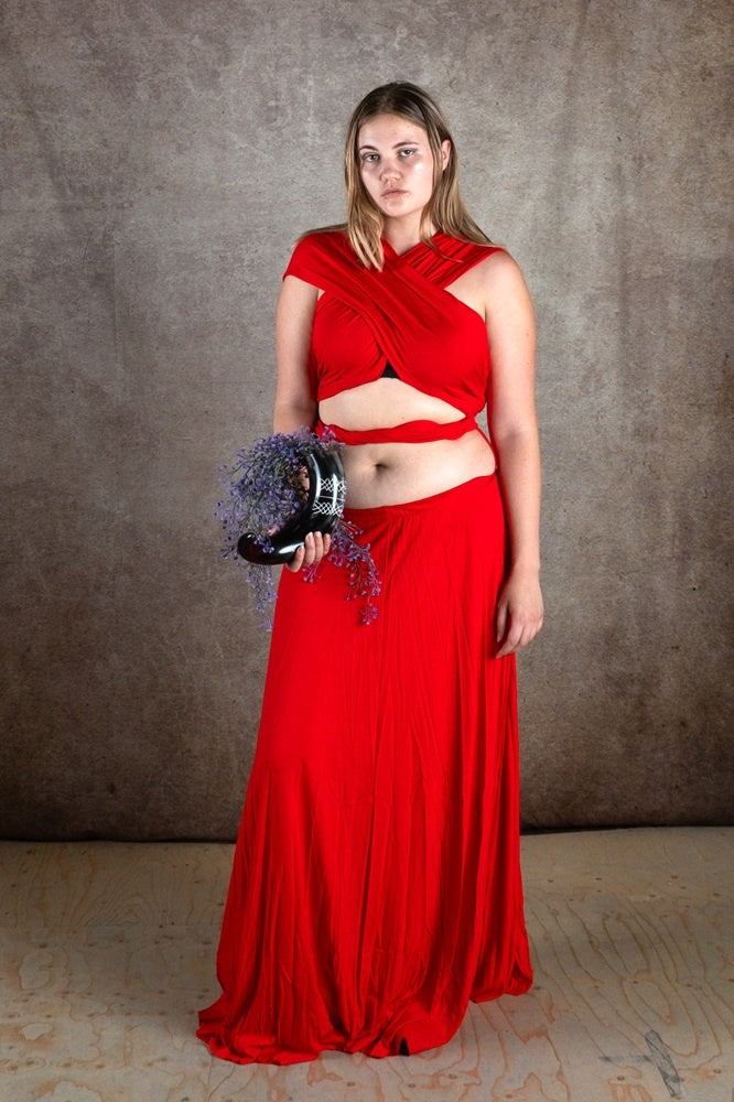 Godinnen Jurk Aphrodite, koraalrood