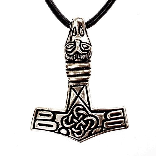 Thor's hammer widh eagle head, silvered bronze