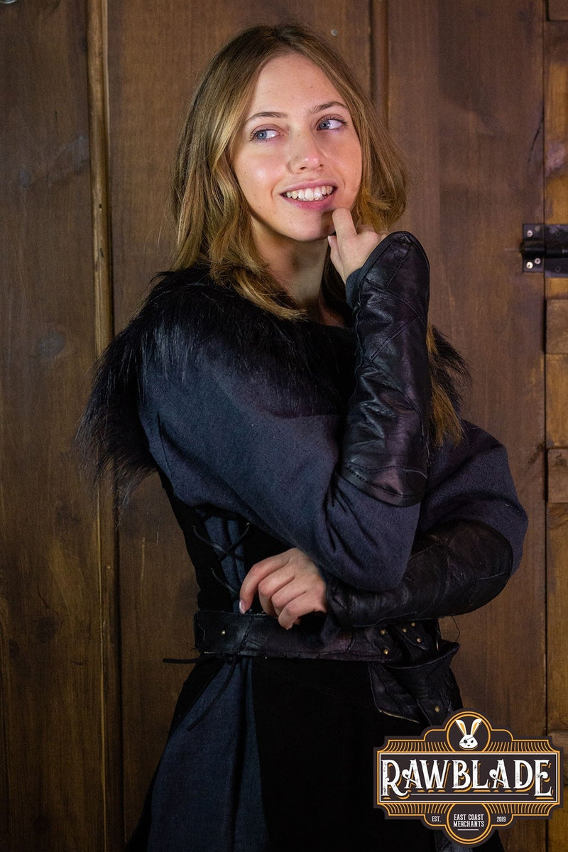 Raaf leren jerkin, vrouw, zwart