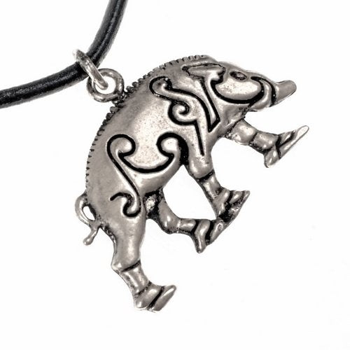Celtic pendant boar Knocknagael, silvered bronze