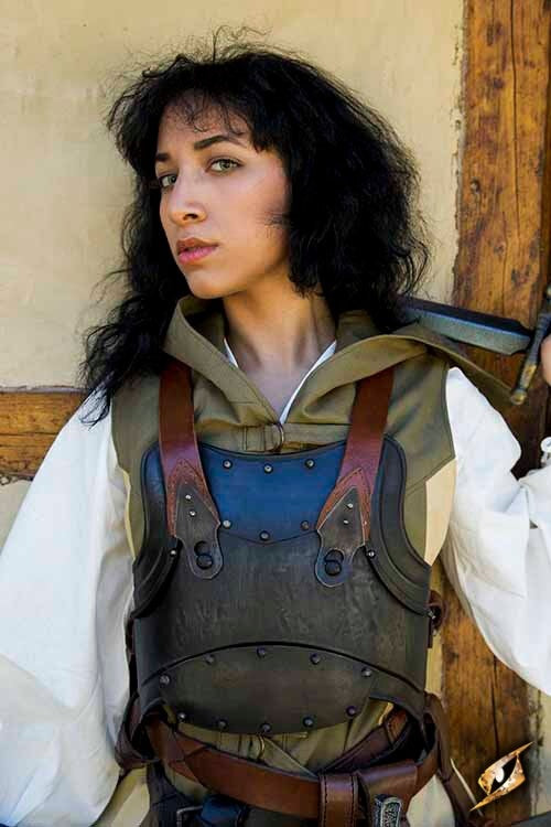 Merc staal-leren borstpantser, gebronsd, 1 mm