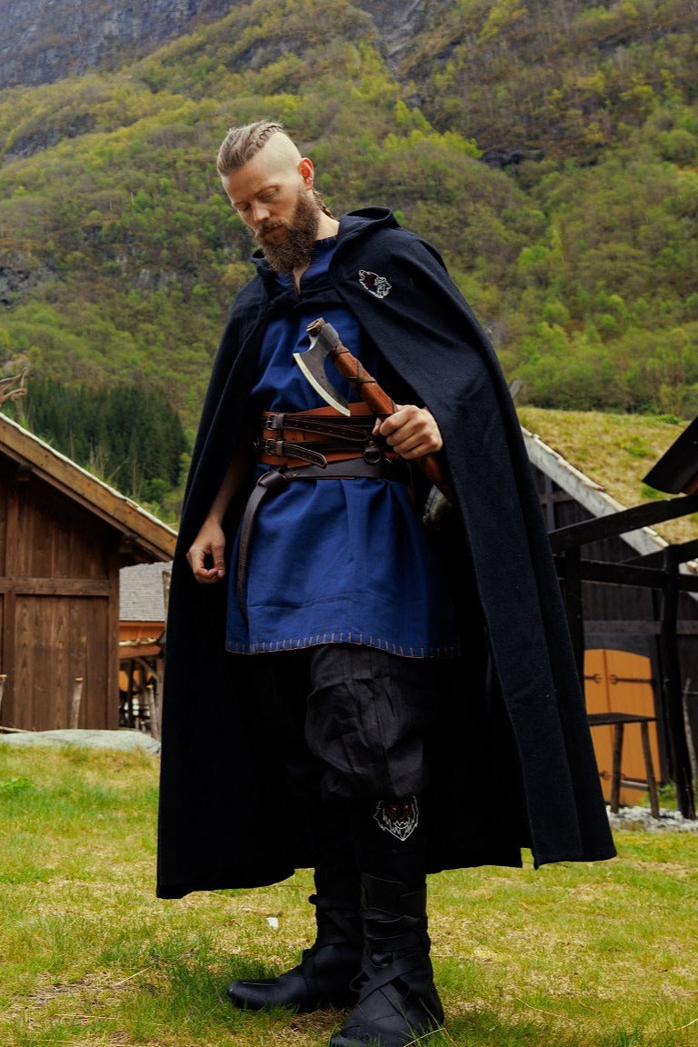 Viking mantel Fenrir, zwart, wolmix