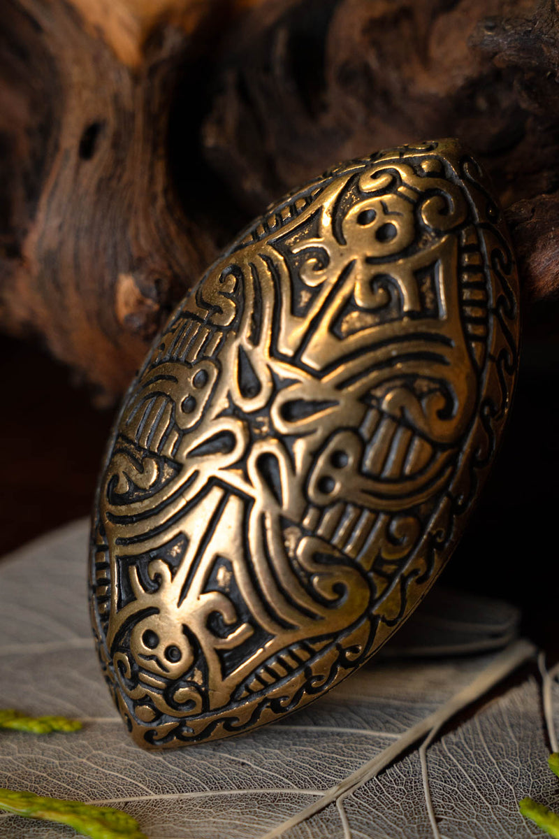 Jellinge schildpad broche, brons