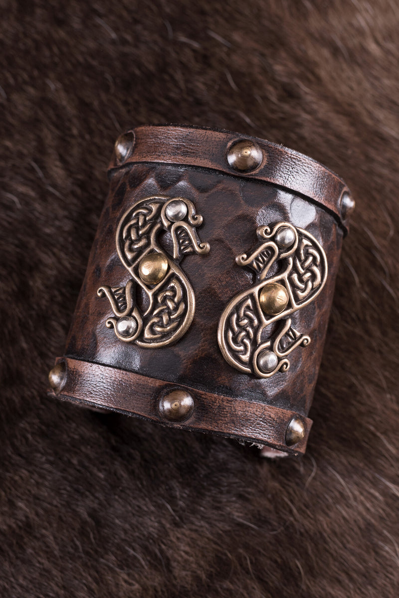 Vikingarmband met draken, leer