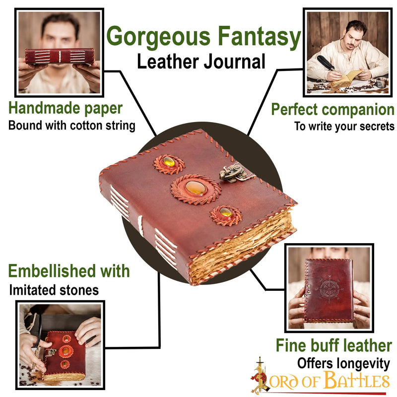 Diario in pelle con pietre 